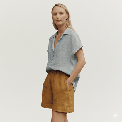 Linen Melody Shirt - Blue Stripes