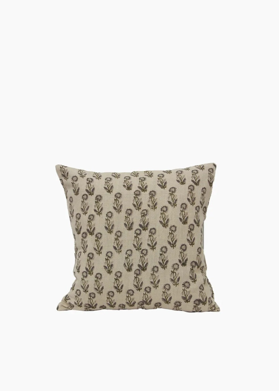Liliana Handblock Cushion – Natural Floral
