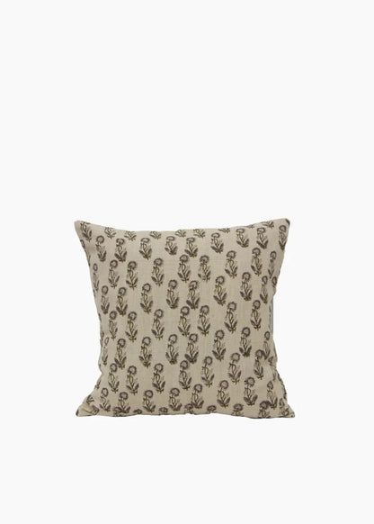 Liliana Handblock Cushion – Natural Floral