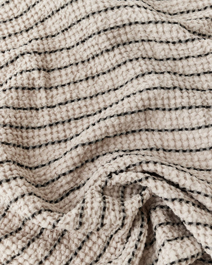 Waffle Bath Towels – Natural Stripe