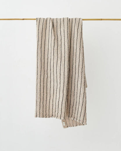 Waffle Bath Towels – Natural Stripe