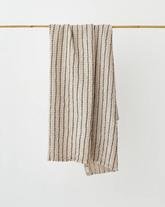 Waffle Bath Towels – Natural Stripe
