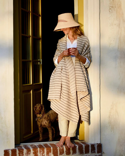 Striped waffle blanket – Natural Stripe