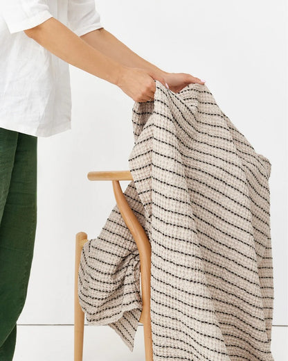 Waffle Bath Towels – Natural Stripe