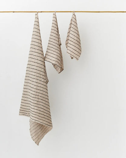 Waffle Bath Towels – Natural Stripe
