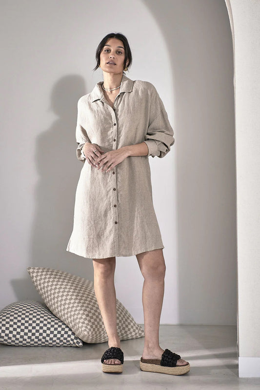 Linen Shift Dress | Natural