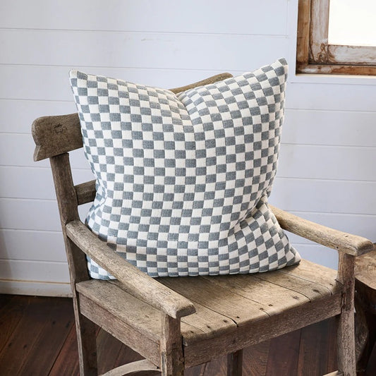 Harbour Check Cushion - Blue