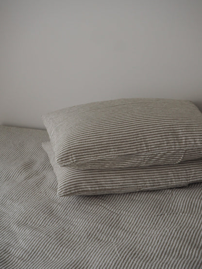 Linen Pillowcases | Olive Stripe