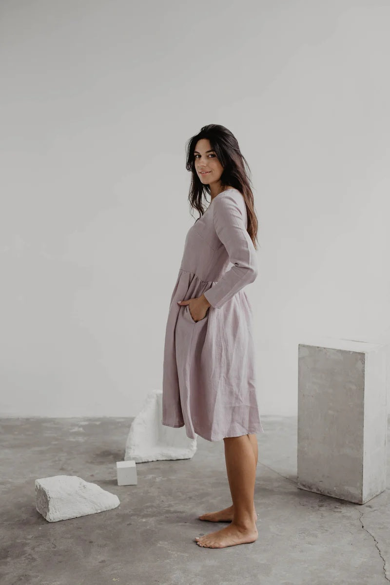 Oversized Linen Dress - Dusky Rose