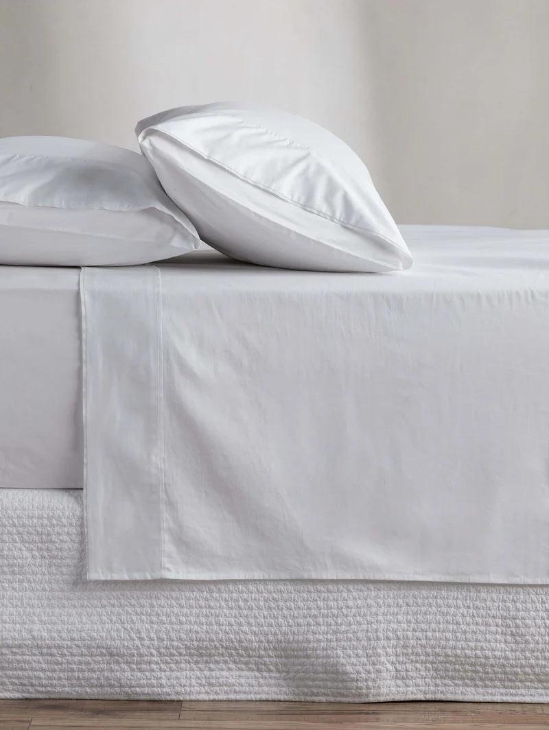 Egyptian Cotton Grosgrain Sheet Set | Pure White