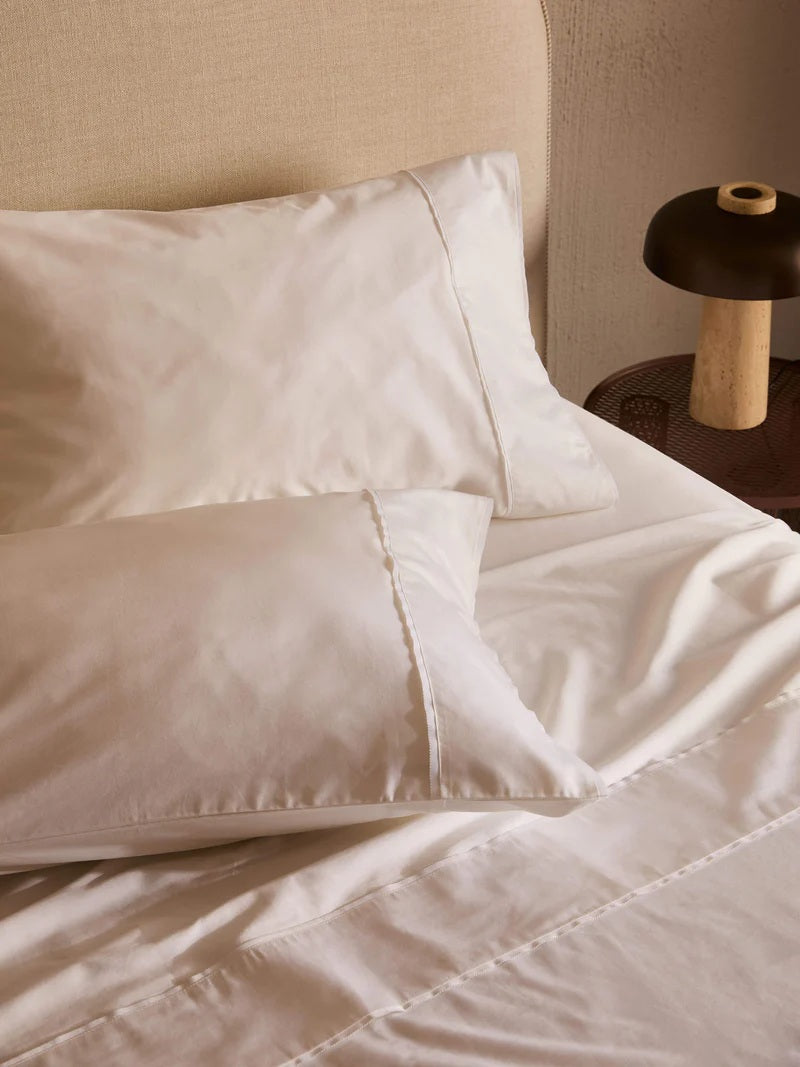 Egyptian Cotton Grosgrain Sheet Set | Pure White