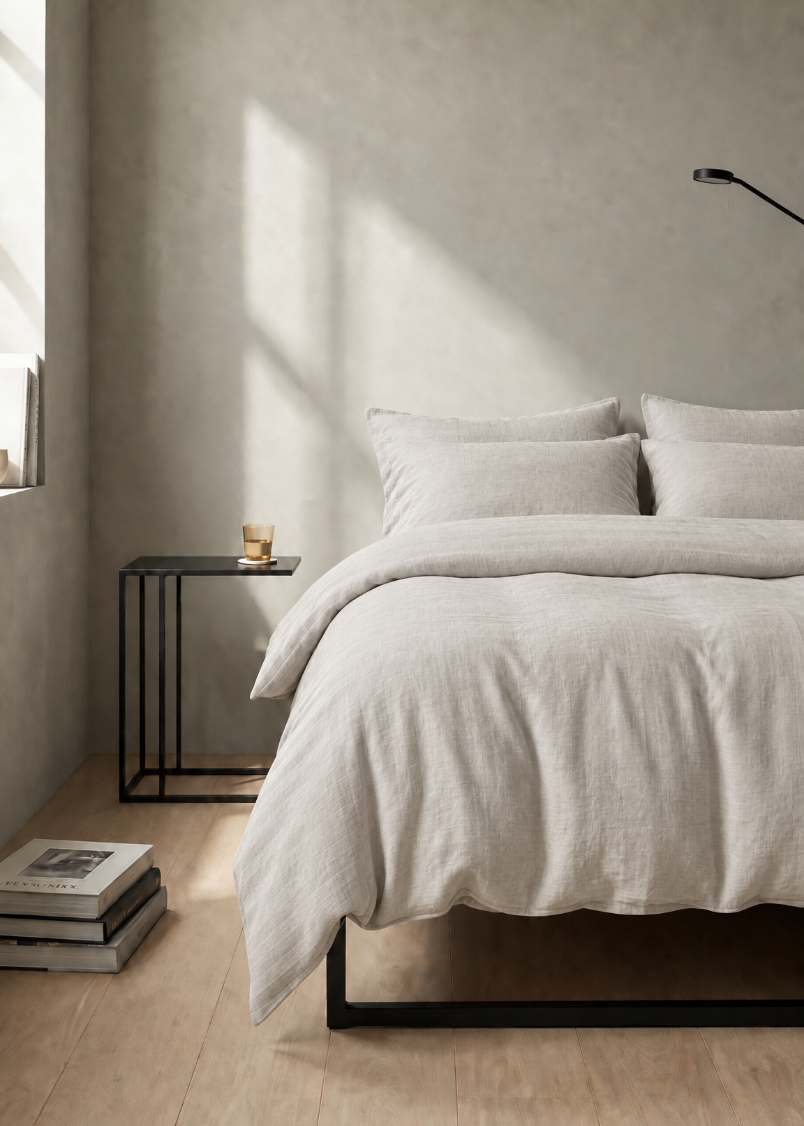 Heavy Linen Duvet Cover in Oyster