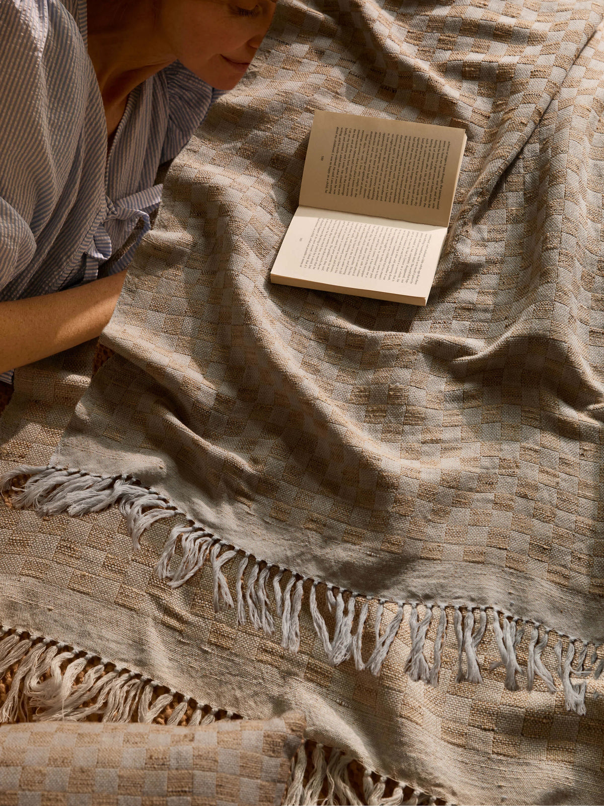 Wool & Silk Throw - Sky