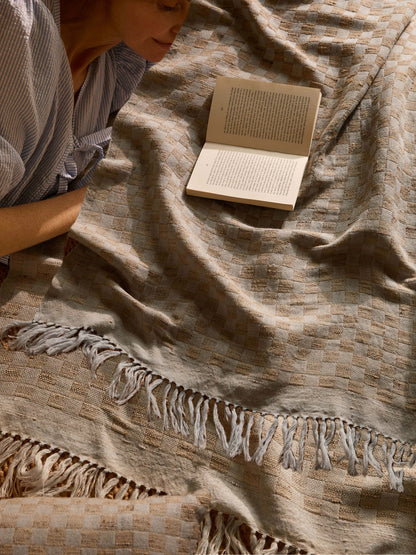 Wool & Silk Throw - Sky