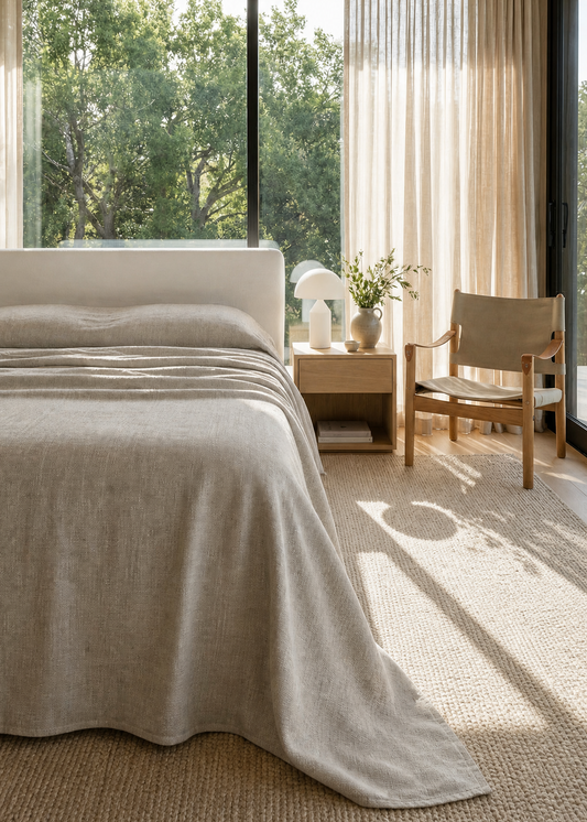 Heavy Linen Bed Cover | Parchment