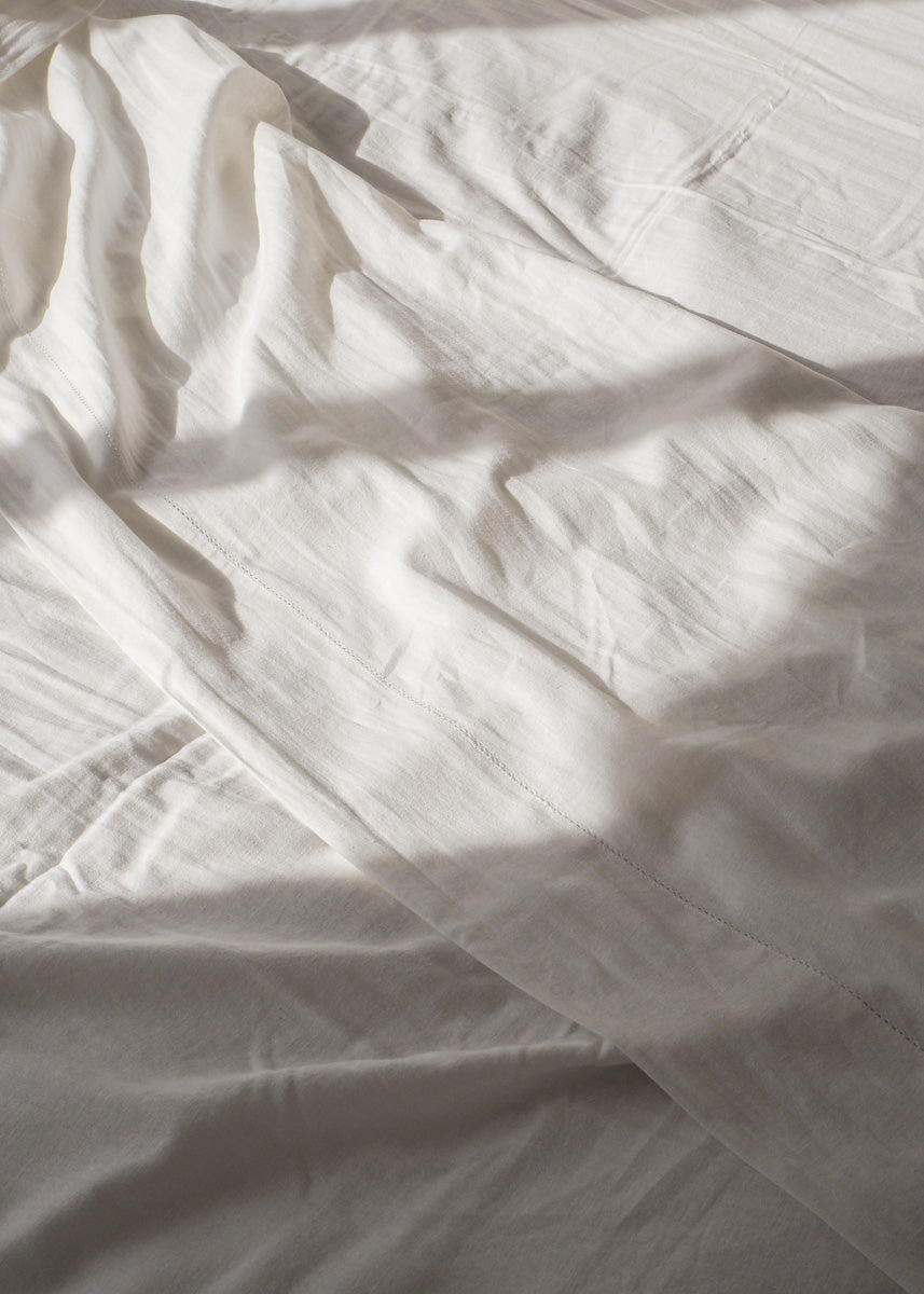 Union Hemstitch Luxury Cotton/Linen Flat Sheet