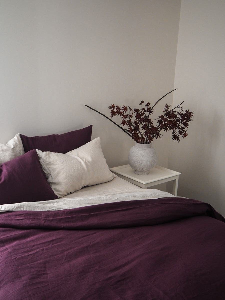 Plum Linen Duvet cover Set