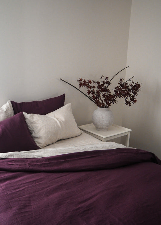 Plum Linen Duvet cover Set
