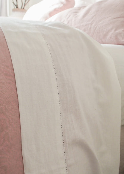 Union Hemstitch Luxury Cotton/Linen Flat Sheet