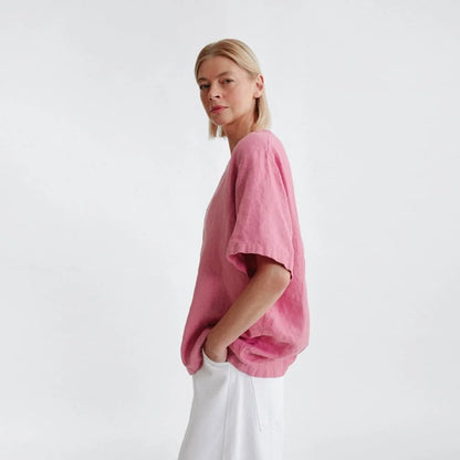 Hirokko Linen Top - Blossom Pink