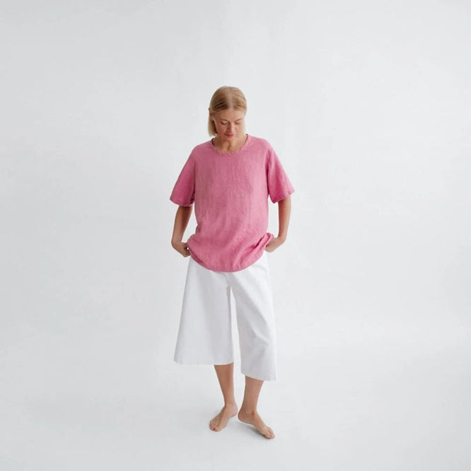 Hirokko Linen Top - Blossom Pink