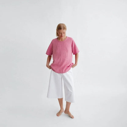 Hirokko Linen Top - Blossom Pink