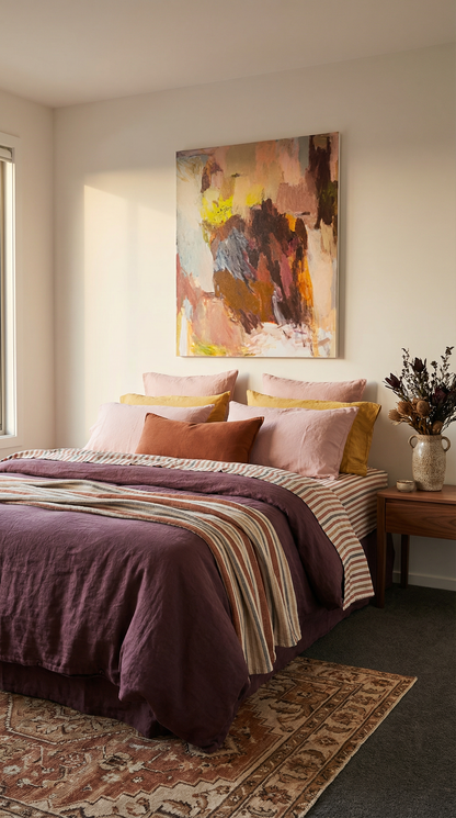 Plum Linen Duvet Cover -Made in New Zealand