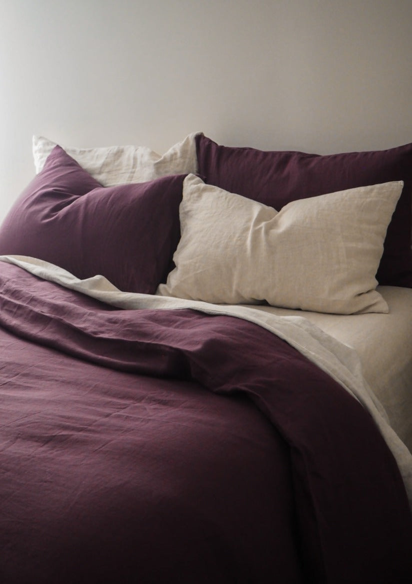 100% Pure Linen Fabric -  Plum - 280cm