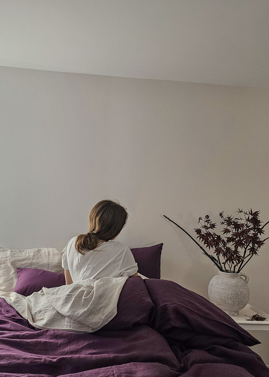100% Pure Linen Fabric -  Plum - 280cm