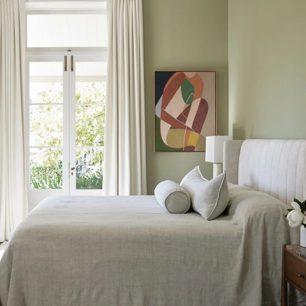 Long Linen Lumbar Cushion in Putty