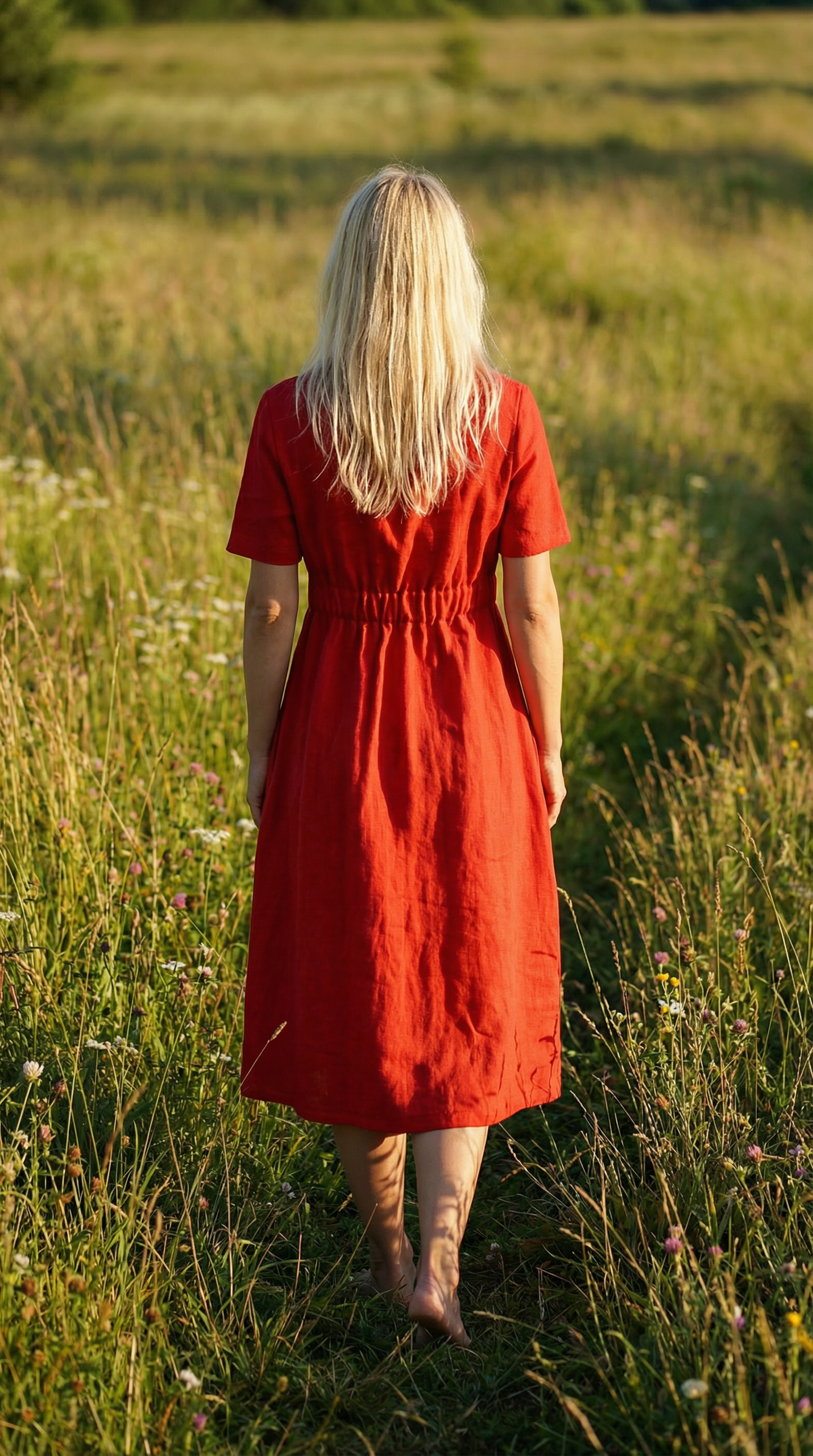 Ava Linen Dress | Red