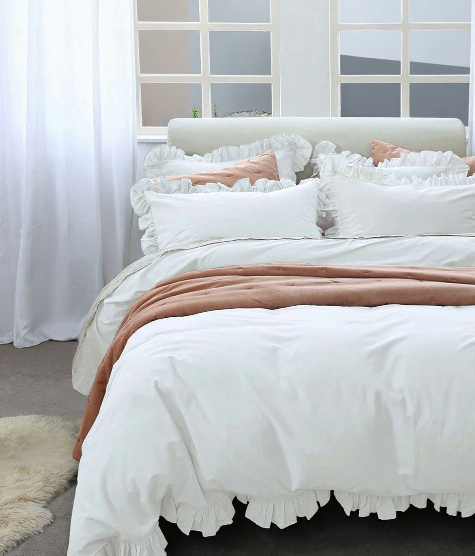 Classic Ruffle Duvet Set | White