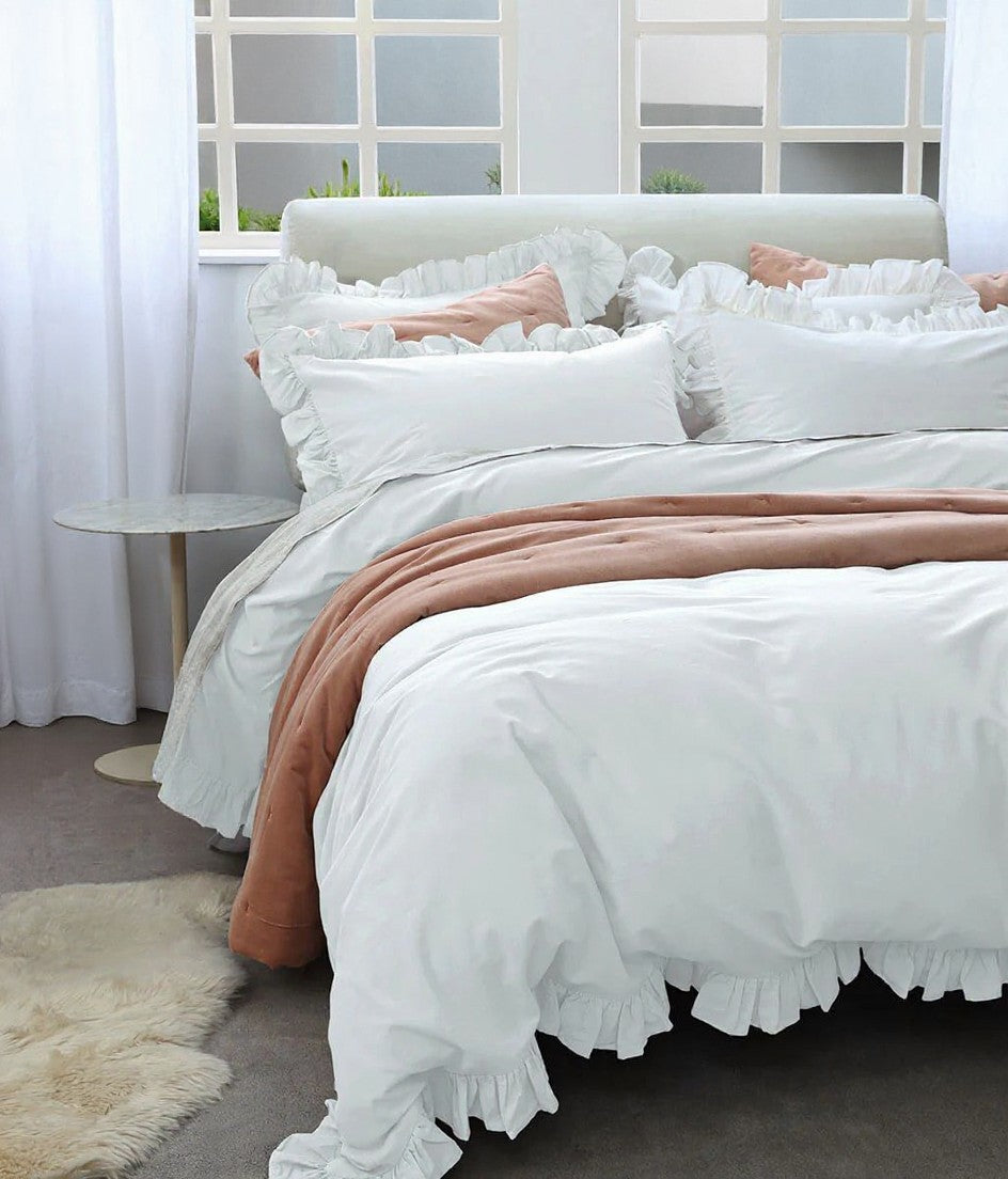 Classic Ruffle Duvet Set | White
