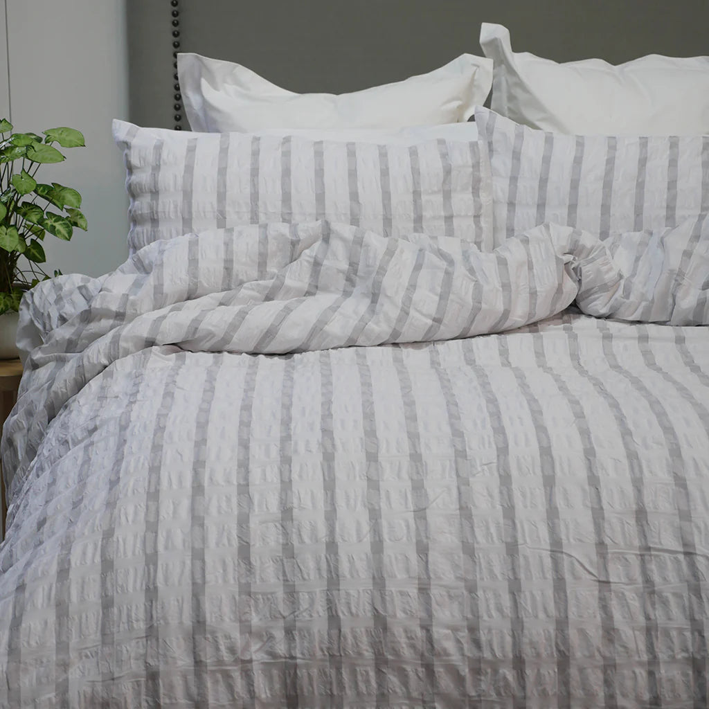 Stockholm Duvet Cover Set | Grey & White Stripe