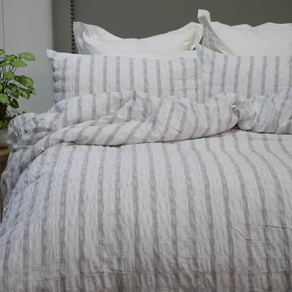 Stockholm Duvet Cover Set | Grey & White Stripe