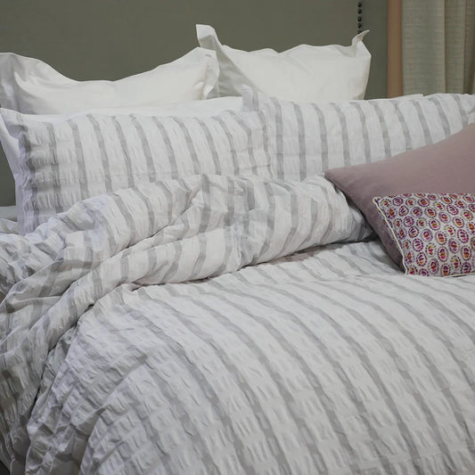 Stockholm Duvet Cover Set | Grey & White Stripe