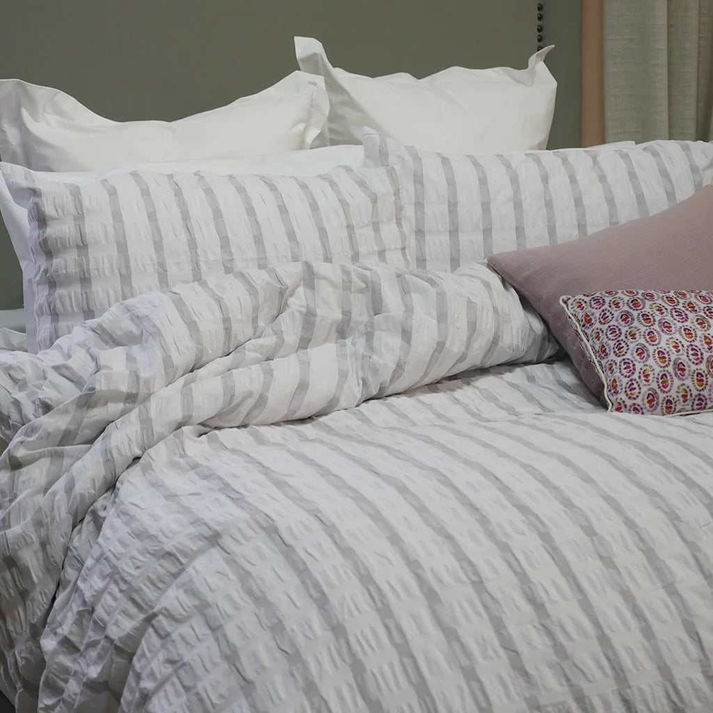 Stockholm Duvet Cover Set | Grey & White Stripe