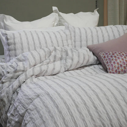 Stockholm Duvet Cover Set | Grey & White Stripe