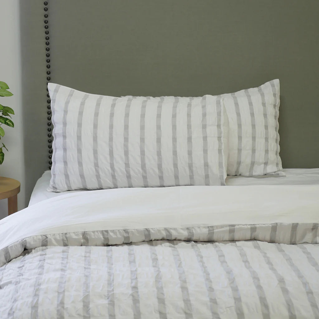 Stockholm Duvet Cover Set | Grey & White Stripe
