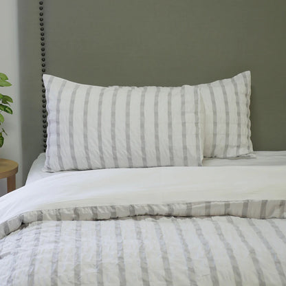Stockholm Duvet Cover Set | Grey & White Stripe