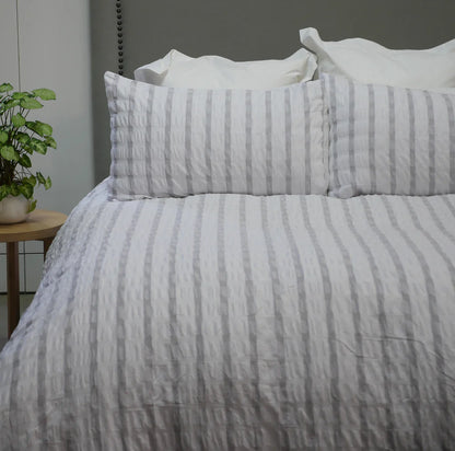 Stockholm Duvet Cover Set | Grey & White Stripe