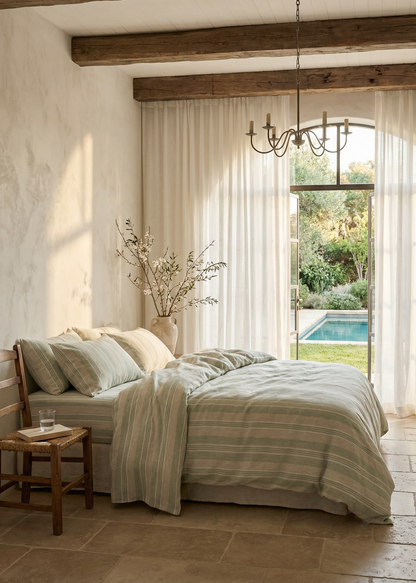 Capri Stripe Duvet Cover | Sage