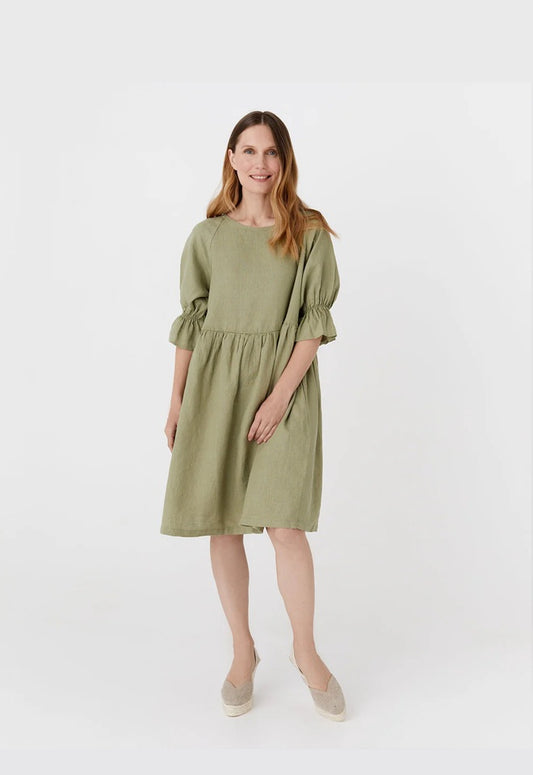 Oversized Linen Dress - Sage