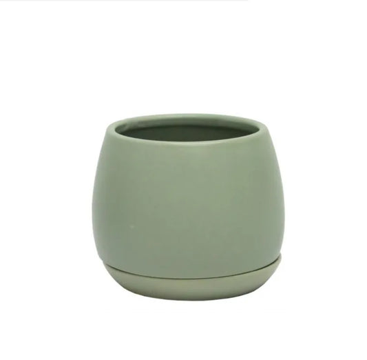 Round Ceramic Planter | Sage | 9cm
