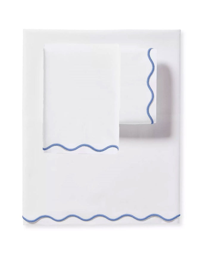 Scalloped Embroidery Sheet set - Pale Blue