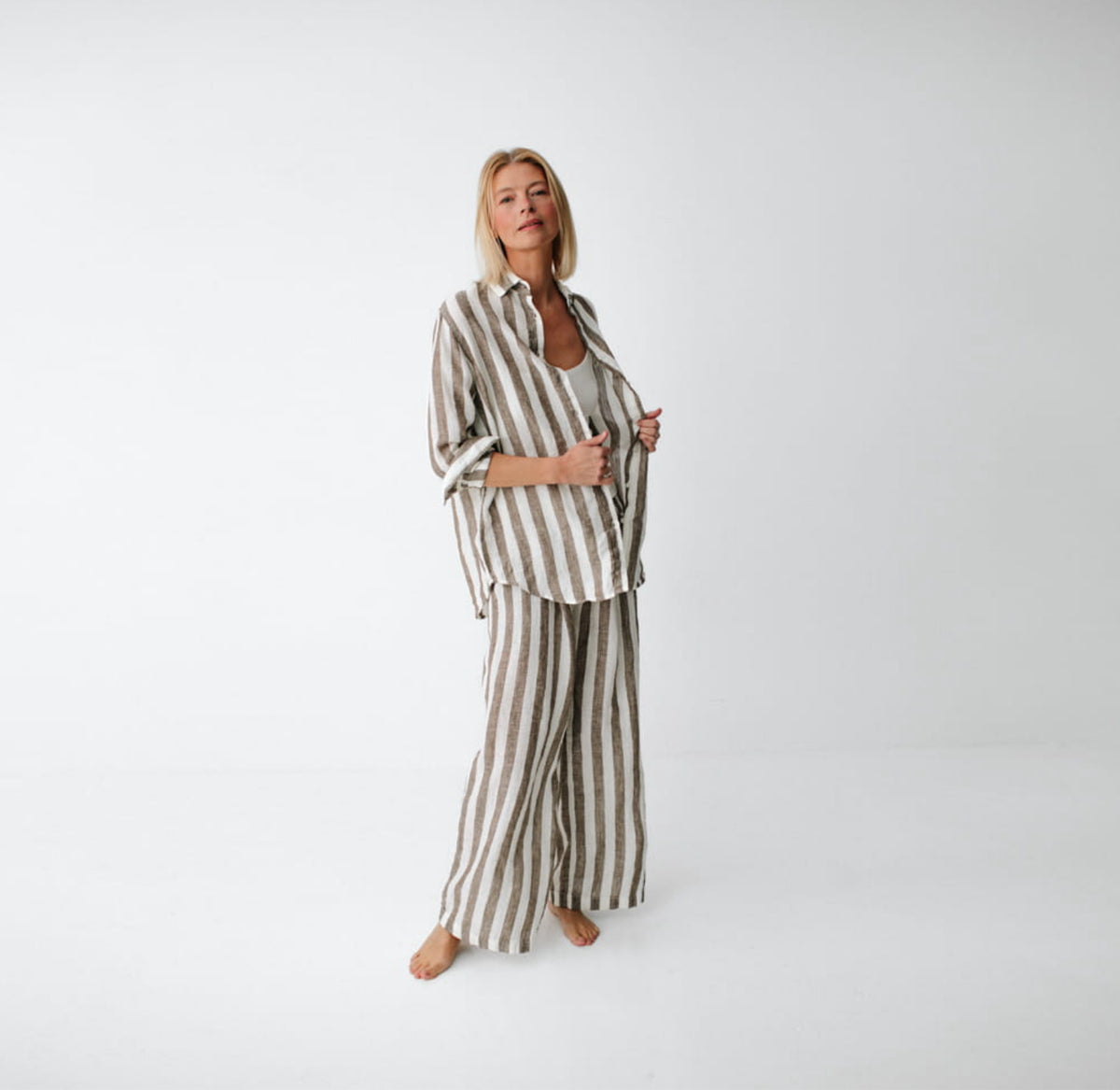 Linen Shirt | Brown Stripes