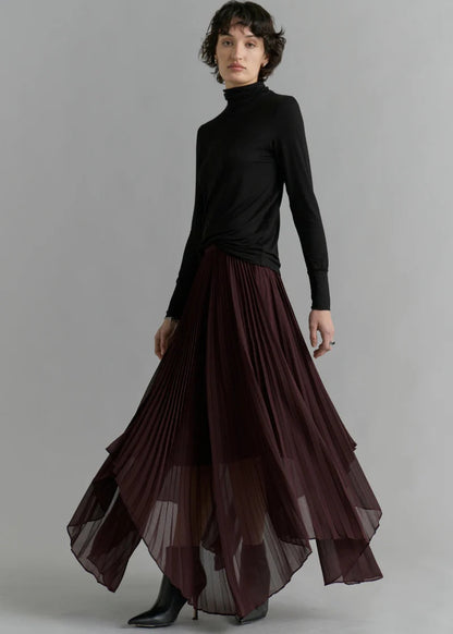 Pleated Skirt - Deep Wine