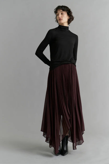 Pleated Skirt - Deep Wine