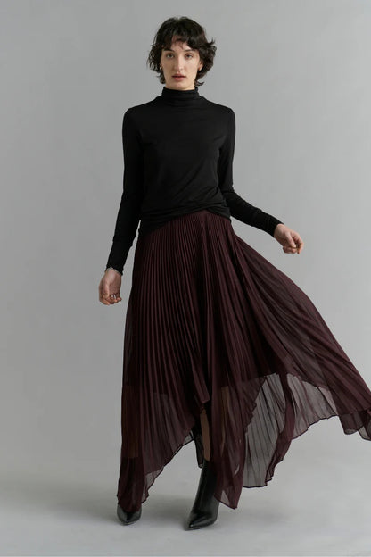 Pleated Skirt - Deep Wine