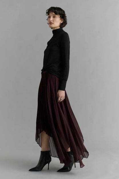 Pleated Skirt - Deep Wine